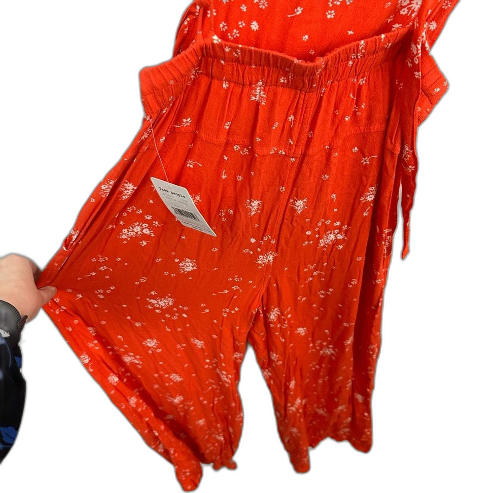 Free People Festive Orange Sweet In The Streets Overalls NWT Size XS Coastal - Picture 11 of 16
